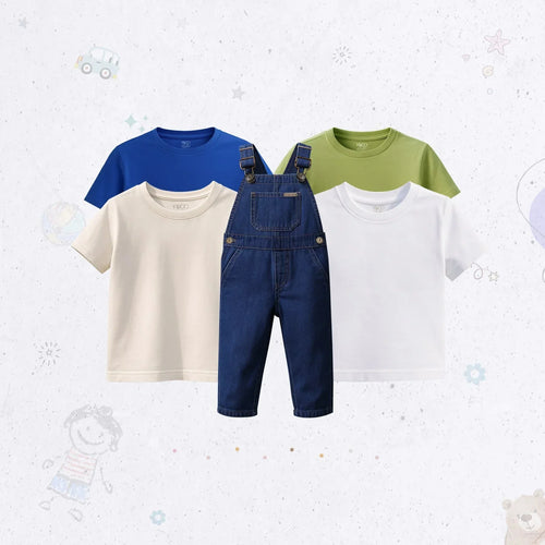 Casual Dungaree Set - Medium Blue