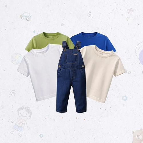 Casual Dungaree Set - Medium Blue