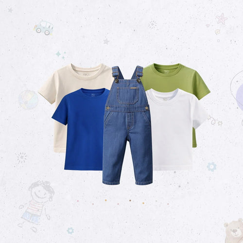 Casual Dungaree Set - Light Blue