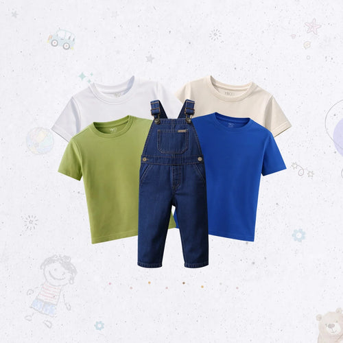 Casual Dungaree Set - Medium Blue