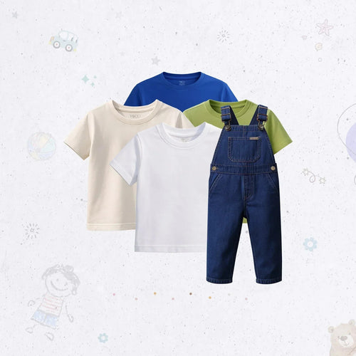 Casual Dungaree Set - Medium Blue