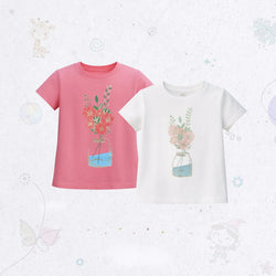 Flower Vase Drop Shoulder T-SHIRT Set
