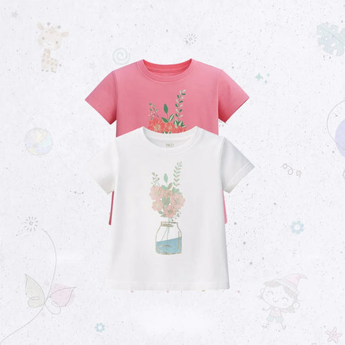 Flower Vase Drop Shoulder T-SHIRT Set