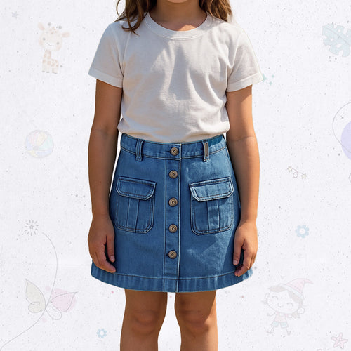 تنورة قصيرة من قماش الدنيم (ك)