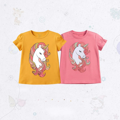 Puff Sleeves Unicorn T-Shirt Set