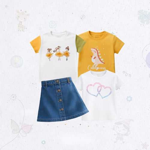 Stylish Toddler Denim Skirt Combo