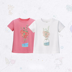 Flower Vase Drop Shoulder T-SHIRT Set