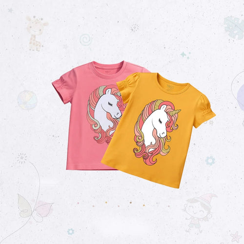 Puff Sleeves Unicorn T-Shirt Set