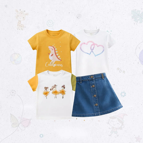 Stylish Toddler Denim Skirt Combo