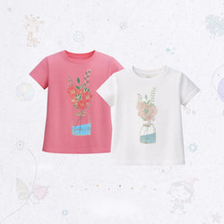 Flower Vase Drop Shoulder T-SHIRT Set