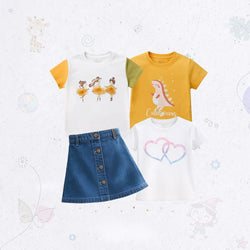 Stylish Toddler Denim Skirt Combo