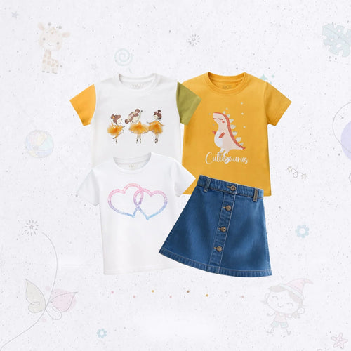 Stylish Toddler Denim Skirt Combo