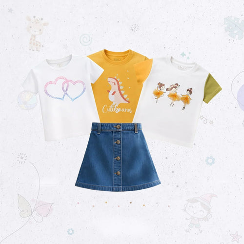 Stylish Toddler Denim Skirt Combo