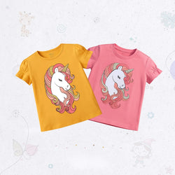 Puff Sleeves Unicorn T-Shirt Set