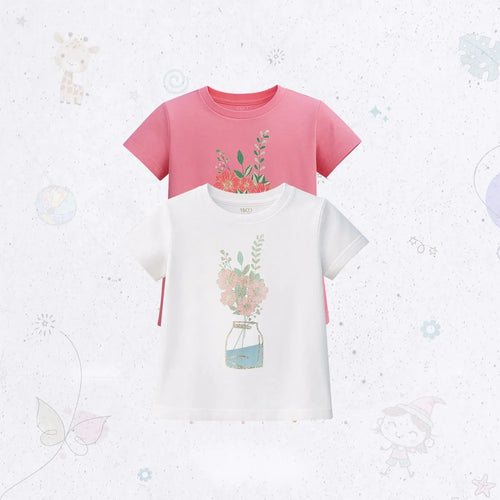 Flower Vase Drop Shoulder T-SHIRT Set