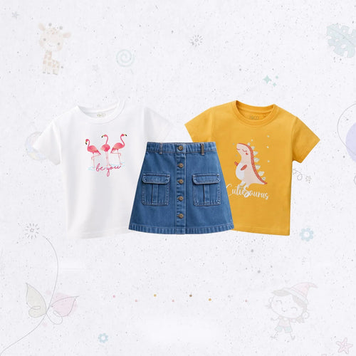 Fun Denim Pocket Skirt Set